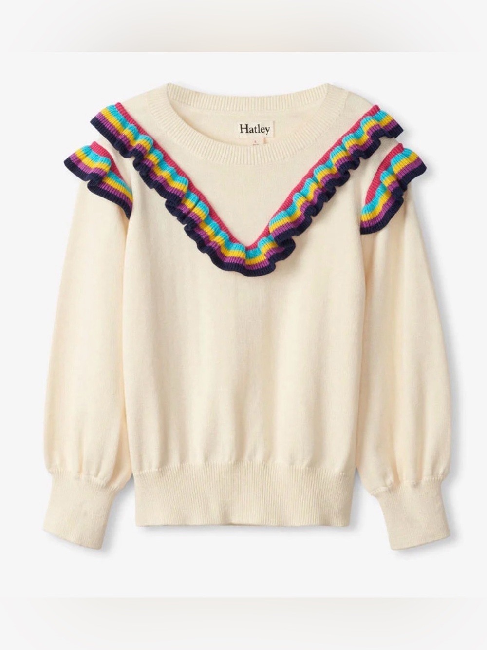 Hatley Toddler Rainbow Ruffle Sweater 3T